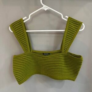 Olive Green Ribbed Crop Top